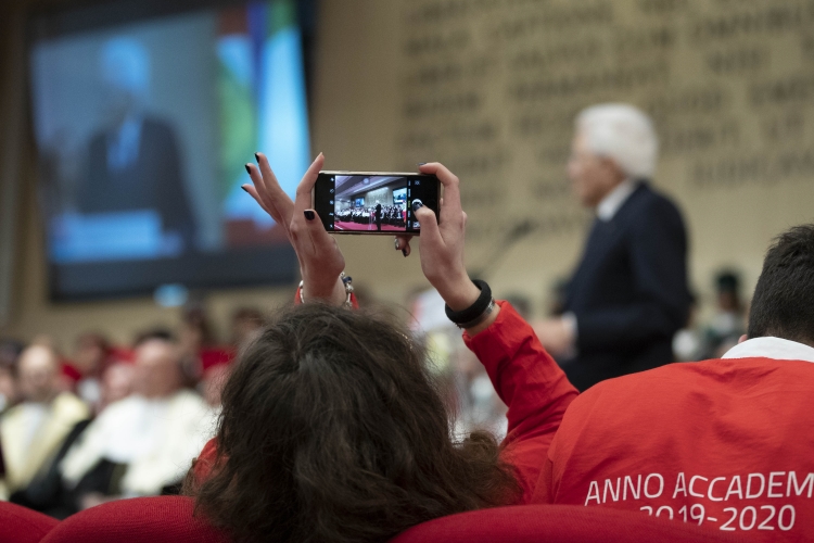 Il Presidente Sergio Mattarella in occasione della cerimonia di inaugurazione dell’anno accademico 2019/2020 dell’Università degli Studi di Teramo 
