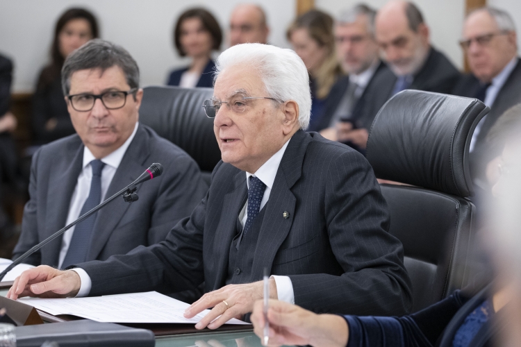 Il Presidente della Repubblica Sergio Mattarella con il Vicepresidente del CSM David Ermini in occasione della cerimonia per il 40° anniversario dell'uccisione di Vittorio Bachelet