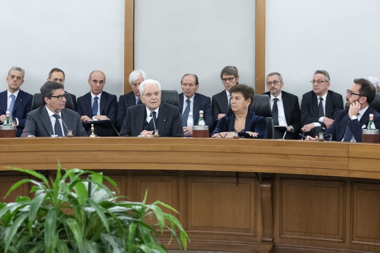 Il Presidente della Repubblica Sergio Mattarella in occasione della cerimonia per il 40° anniversario dell'uccisione di Vittorio Bachelet al CSM