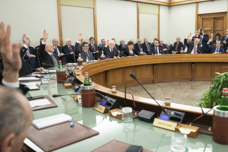Il Presidente della Repubblica Sergio Mattarella in occasione della cerimonia per il 40° anniversario dell'uccisione di Vittorio Bachelet al CSM