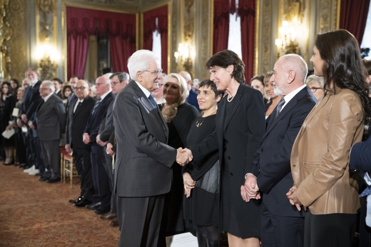 Il Presidente della Repubblica Sergio Mattarella in occasione della cerimonia di consegna delle onorificenze OMRI conferite "motu proprio" il 20 dicembre 2019
