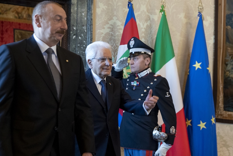 Il Presidente Sergio Mattarella con il Presidente della Repubblica dell’Azerbaigian, S.E. il Signor Ilham Aliyev, in visita di Stato