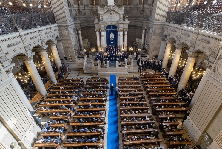 Il Presidente Sergio Mattarella in occasione dell'incontro al Tempio maggiore
