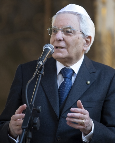 Il Presidente Sergio Mattarella in occasione dell'incontro al Tempio maggiore