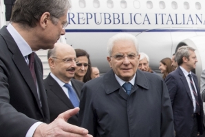 Il Presidente Sergio Mattarella al suo arrivo a Città del Messico
