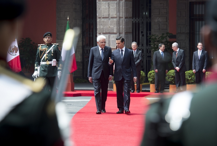 Il Presidente della Repubblica Italiana Sergio Mattarella con il Presidente degli Stati Uniti Messicani 