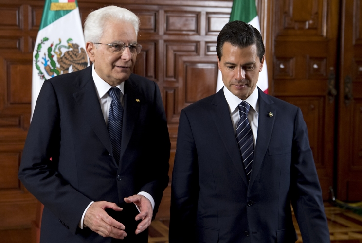 Il Presidente della Repubblica Italiana Sergio Mattarella con il Presidente degli Stati Uniti Messicani Enrique Peña Nieto