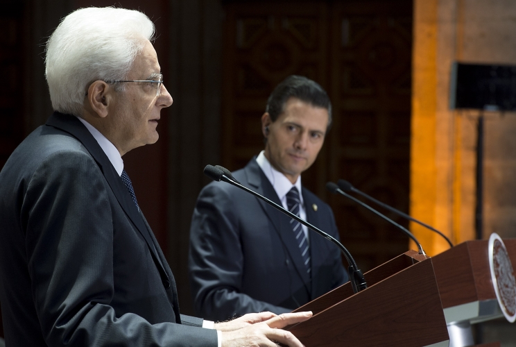 Il Presidente Sergio Mattarella nel corso delle dichiarazioni alla stampa