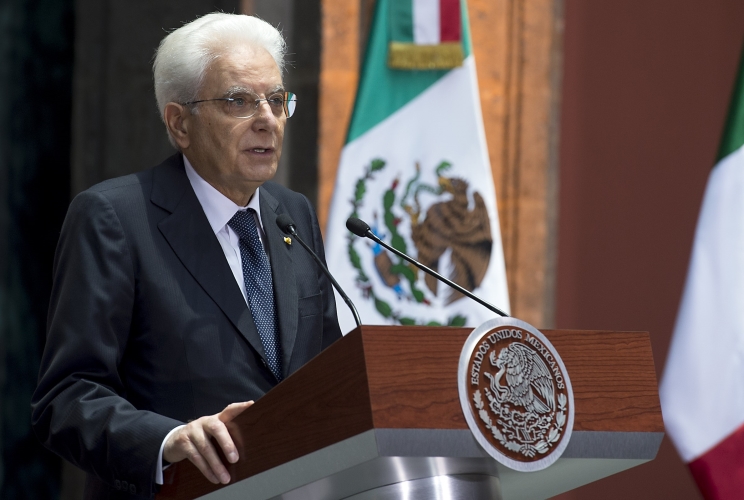 Il Presidente Sergio Mattarella nel corso delle dichiarazioni alla stampa