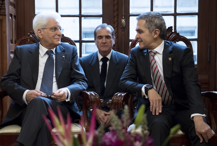 Il Presidente Sergio Mattarella con il Capo del Governo di Città del Messico, Miguel Ángel Mancera Espinosa 