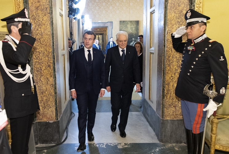 Il Presidente della Repubblica Sergio Mattarella con il Presidente della Repubblica francese Emmanuel Macron al vertice italo francese