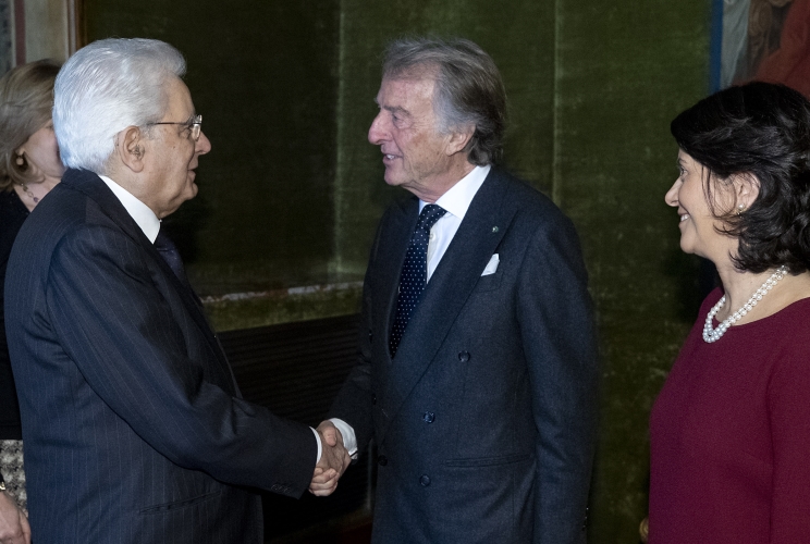 Il Presidente Sergio Mattarella con Luca Cordero di Montezemolo, Presidente di Fondazione Telethon e Francesca Pasinelli, Direttore generale di Fondazione Telethon, in occasione dell'incontro per il 30° anniversario della Fondazione Telethon, nella Giornata Mondiale delle malattie rare