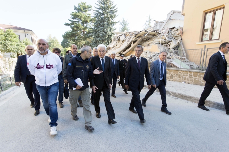 Il Presidente Sergio Mattarella visita Amatrice colpita dal terremoto