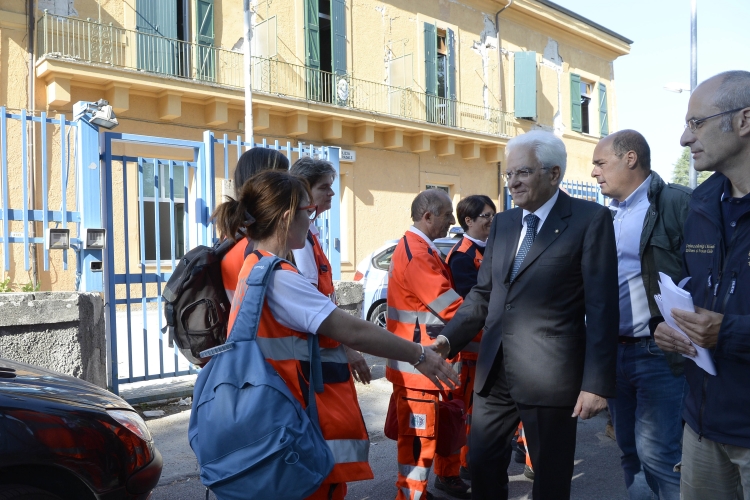 Il Presidente Sergio Mattarella incontra i volontari impegnati nei soccorsi ad Amatrice