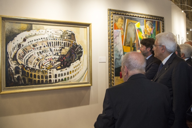 Il Presidente Sergio Mattarella in occasione dell'inaugurazione della mostra "Guttuso. Inquietudine di un realismo” 