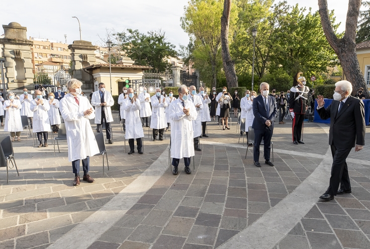  Il Presidente della Repubblica Sergio Mattarella  all’Ospedale Spallanzani in occasione del concerto di celebrazione della Repubblica e di ringraziamento al personale del Servizio sanitario
