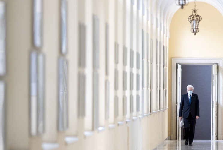 Il Presidente Sergio Mattarella poco prima dell'intervento video all'iniziativa "QualeFuturo"