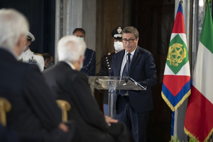 Il Presidente della Repubblica Sergio Mattarella in occasione della cerimonia commemorativa del quarantesimo anniversario dell’uccisione di Nicola Giacumbi, Girolamo Minervini, Guido Galli, Mario Amato e Gaetano Costa e del trentennale dell’omicidio di Rosario Livatino