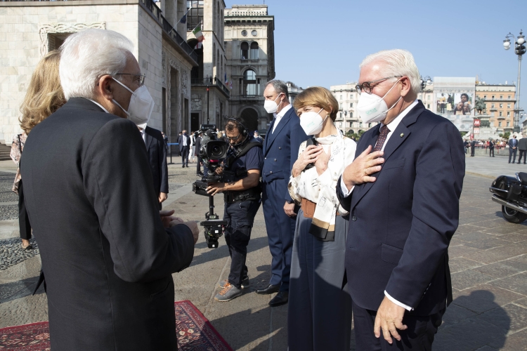 Il Presidente Sergio Mattarella e la Sig.ra Laura,con il Presidente della Repubblica Federale di Germania Frank-Walter Steinmeier e la Signora Elke Büdenbender a Milano,in visita ufficiale.
