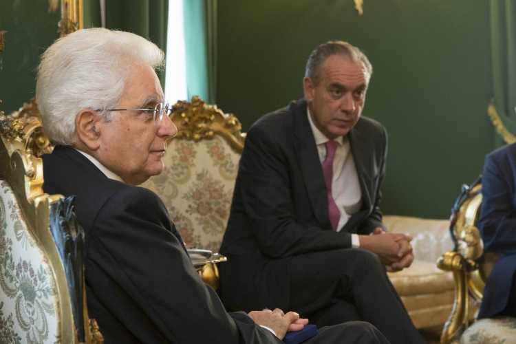 Il Presidente Sergio Mattarella con il Vice Presidente del CSM, Giovanni Legnini in occasione del Plenum del CSM