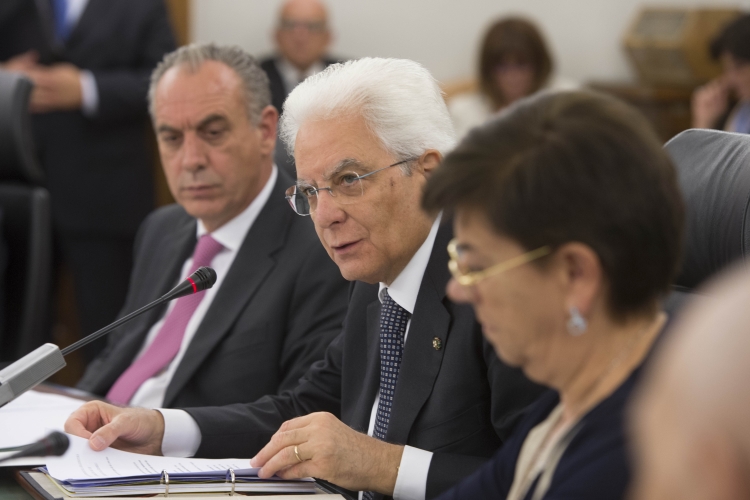 Il Presidente Sergio Mattarella presiede la seduta straordinaria dell'Assemblea Plenaria del CSM 