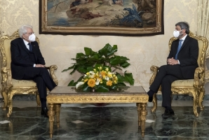 Il Presidente della Repubblica Sergio Mattarella con il Presidente della Camera dei Deputati Roberto Fico, in occasione delle consultazioni
