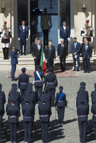 Il Presidente della Repubblica, Sergio Mattarella, accoglie il Presidente della Repubblica Slovacca, Andrej Kiska,
