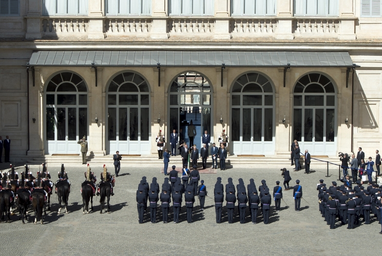 Il Presidente della Repubblica, Sergio Mattarella, accoglie il Presidente della Repubblica Slovacca, Andrej Kiska,