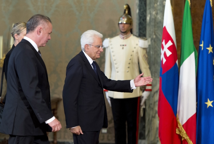 Il Presidente della Repubblica, Sergio Mattarella, con il Presidente della Repubblica Slovacca, Andrej Kiska, 
