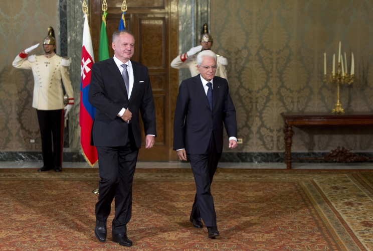 Il Presidente della Repubblica, Sergio Mattarella, con il Presidente della Repubblica Slovacca, 