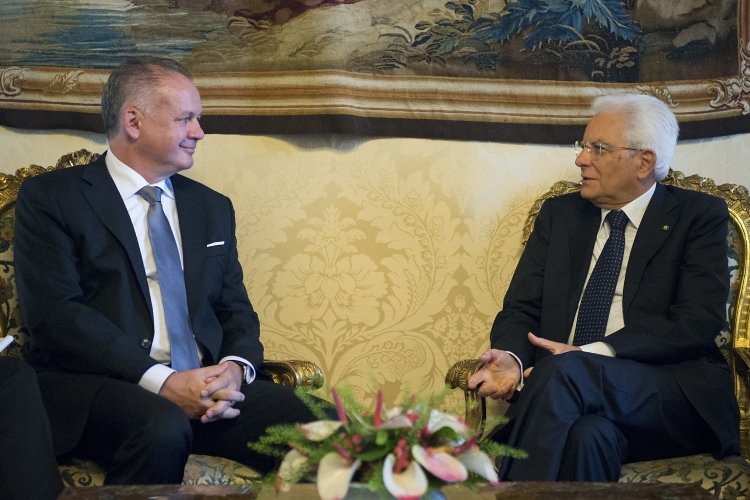 Il Presidente della Repubblica, Sergio Mattarella, con il Presidente della Repubblica Slovacca, 