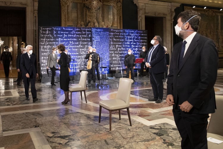 Il Presidente della Repubblica Sergio Mattarella durante la cerimonia di celebrazione del “Dantedì”
