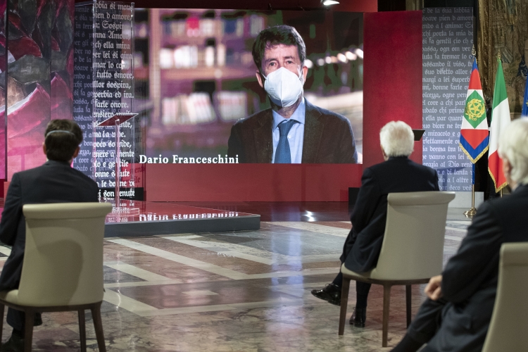 Dario Franceschini, Ministro della Cultura, durante la cerimonia di celebrazione del “Dantedì”
