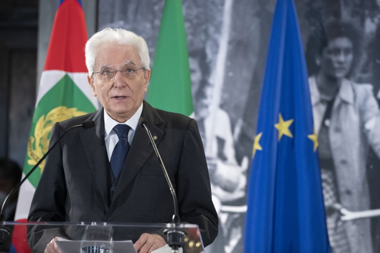 Il Presidente Sergio Mattarella durante la cerimonia in occasione del 76° anniversario della Liberazione

