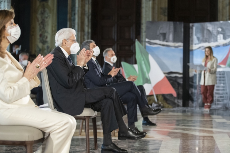 Il Presidente Sergio Mattarella durante la cerimonia in occasione del 76° anniversario della Liberazione
