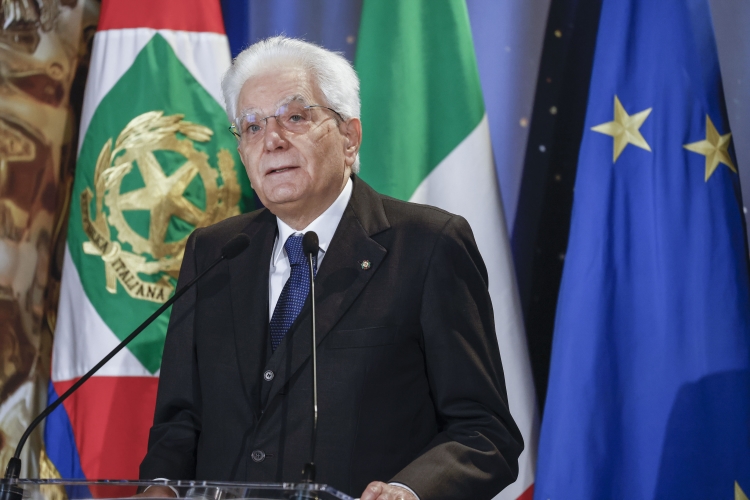 Il Presidente Sergio Mattarella durante la cerimonia di presentazione dei candidati ai Premi “David di Donatello” per l’anno 2021 
