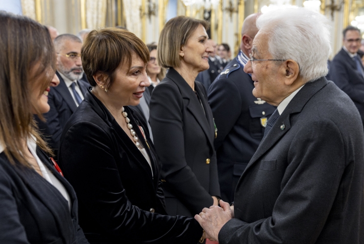 Il Presidente Sergio Mattarella al termine dell'incontro con una rappresentanza del Corpo di Polizia Penitenziaria 