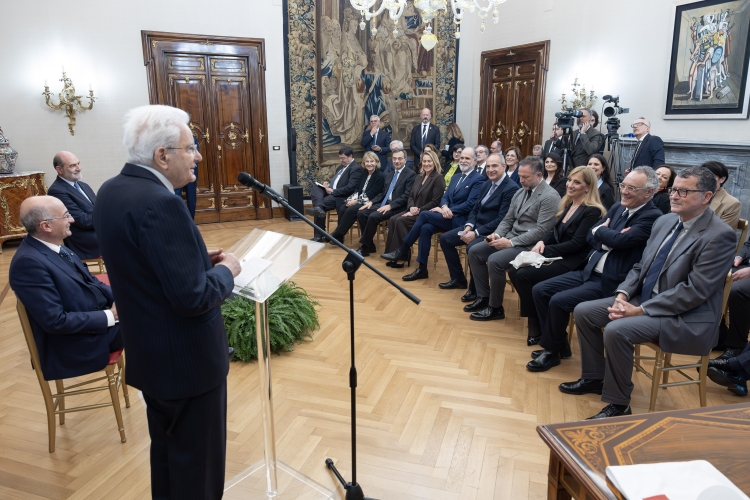 Il Presidente della Repubblica Sergio Mattarella in occasione del cinquantesimo anniversario della fondazione del TG2  
