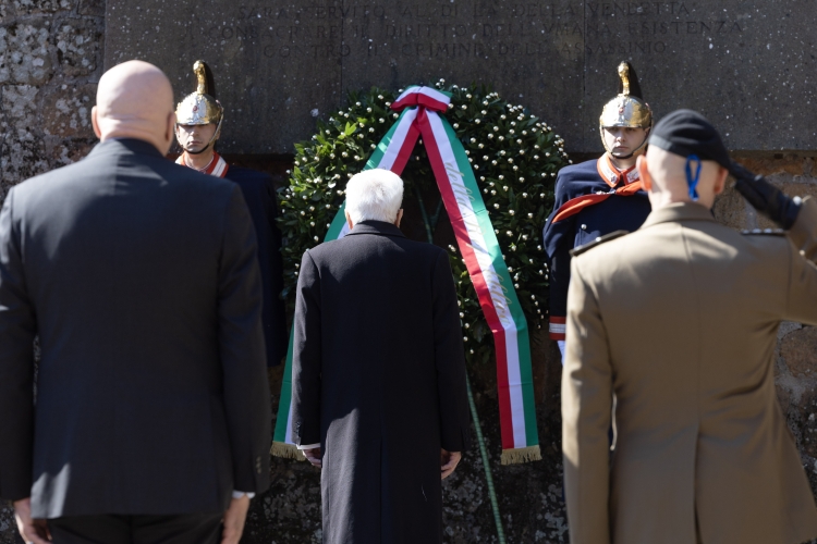 Il Presidente della Repubblica Sergio Mattarella in occasione della cerimonia commemorativa del 82° anniversario dell'eccidio delle Fosse Ardeatine
