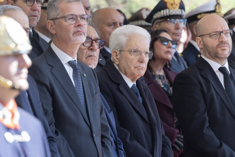 Il Presidente della Repubblica Sergio Mattarella in occasione della cerimonia commemorativa del 82° anniversario dell'eccidio delle Fosse Ardeatine
