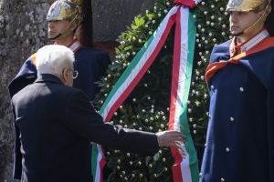 Il Presidente della Repubblica Sergio Mattarella in occasione della cerimonia commemorativa del 82° anniversario dell'eccidio delle Fosse Ardeatine
