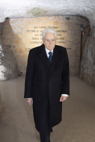 Il Presidente della Repubblica Sergio Mattarella in occasione della cerimonia commemorativa dell' 82° anniversario dell'eccidio delle Fosse Ardeatine
