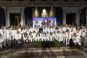 Il Presidente Mattarella alla cerimonia di restituzione della Bandiera da parte degli atleti italiani di ritorno dai Giochi Olimpici e Paralimpici di Milano-Cortina 2026