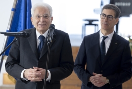 Il Presidente della Repubblica Sergio Mattarella in occasione dell'incontro con i rappresentanti della collettività italiana a Praga