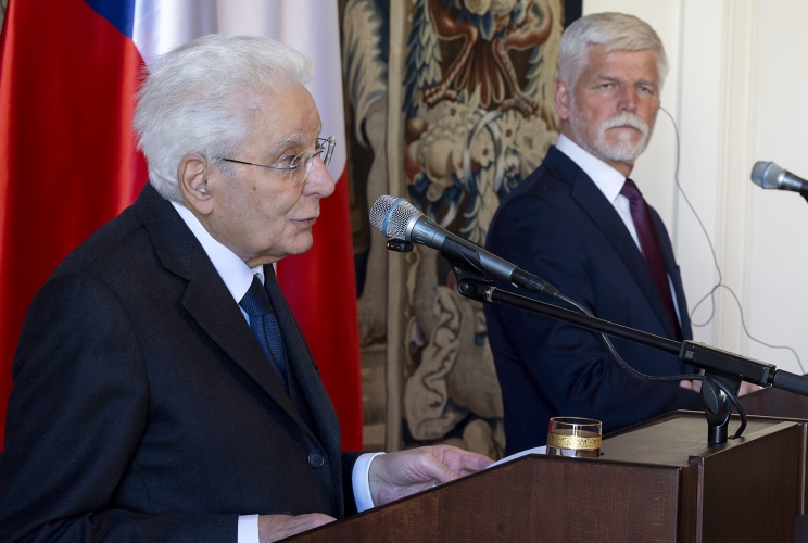 Il Presidente della Repubblica Sergio Mattarella con il Presidente della Repubblica Ceca, Petr Pavel in occasione delle dichiarazione alla stampa