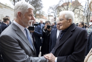 Il Presidente della Repubblica Sergio Mattarella saluta il  Presidente della Repubblica Ceca Petr Pavel al termine della visita ufficiale