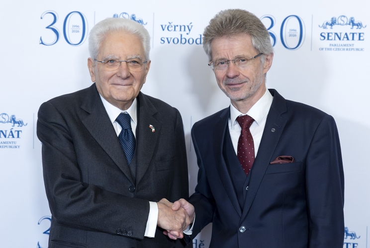 Il Presidente della Repubblica Sergio Mattarella con il Presidente del Senato della Repubblica Ceca, Miloš Vystrčil