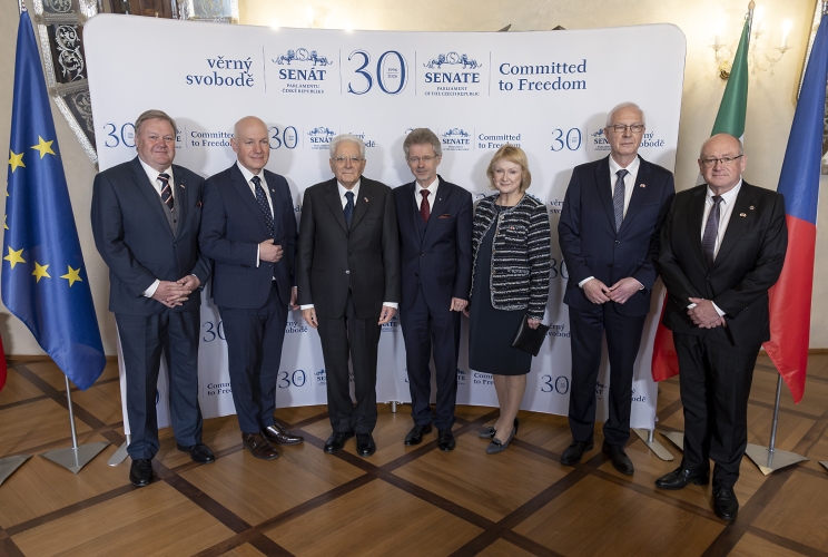 Il Presidente della Repubblica Sergio Mattarella con il Presidente del Senato della Repubblica Ceca, Miloš Vystrčil