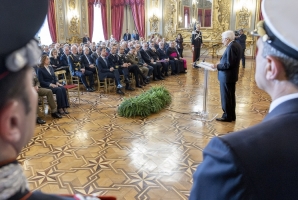 Il Presidente Sergio Mattarella in occasione dell'incontro con gli esponenti delle Associazioni Combattentistiche e d’Arma, nella ricorrenza dell’81° anniversario della Liberazione