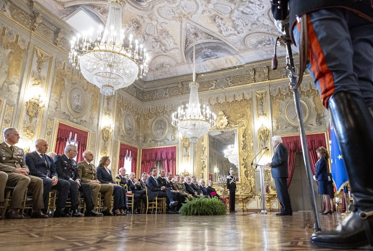 Il Presidente Sergio Mattarella in occasione dell'incontro con gli esponenti delle Associazioni Combattentistiche e d’Arma, nella ricorrenza dell’81° anniversario della Liberazione